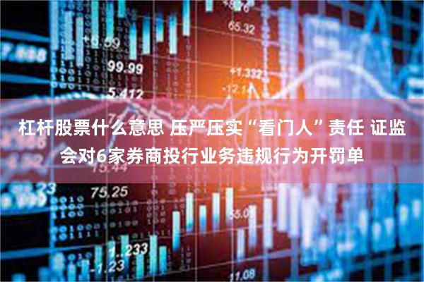 杠杆股票什么意思 压严压实“看门人”责任 证监会对6家券商投行业务违规行为开罚单